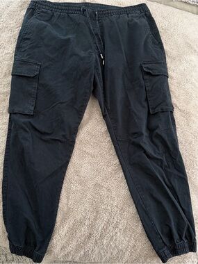 INC International Concepts Black Cargo Jogger Pants with Drawstring